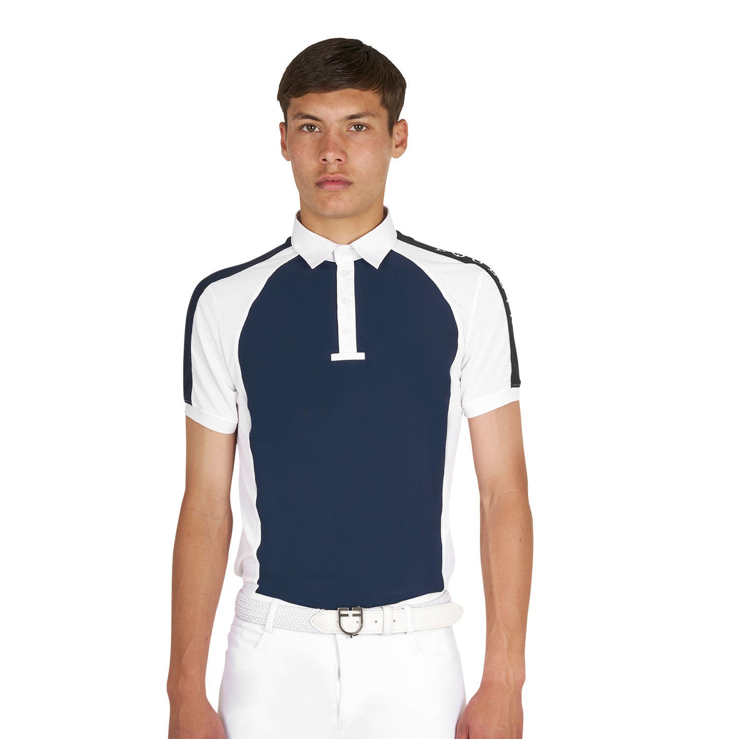 Equestro Men's slim fit competition polo shirt four buttons