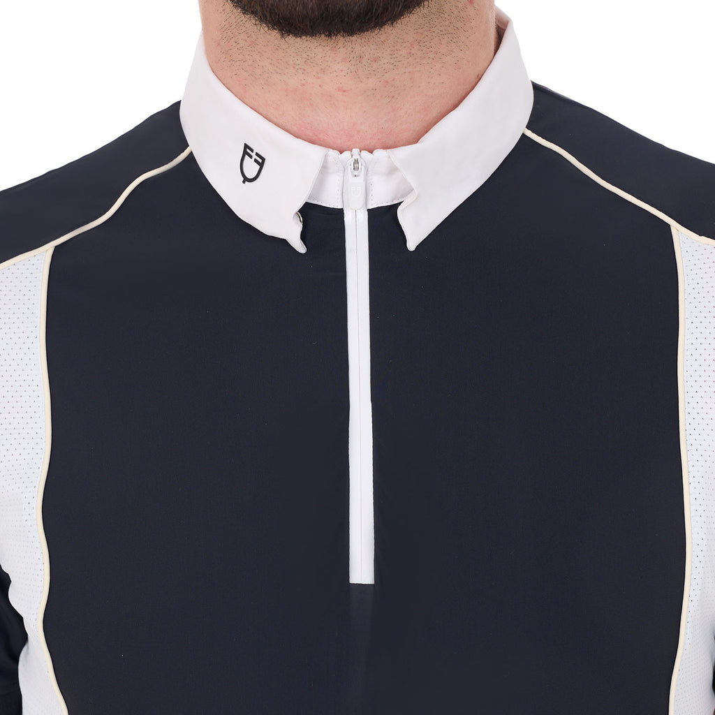 Men's slim fit polo shirt in technical fabric with piping