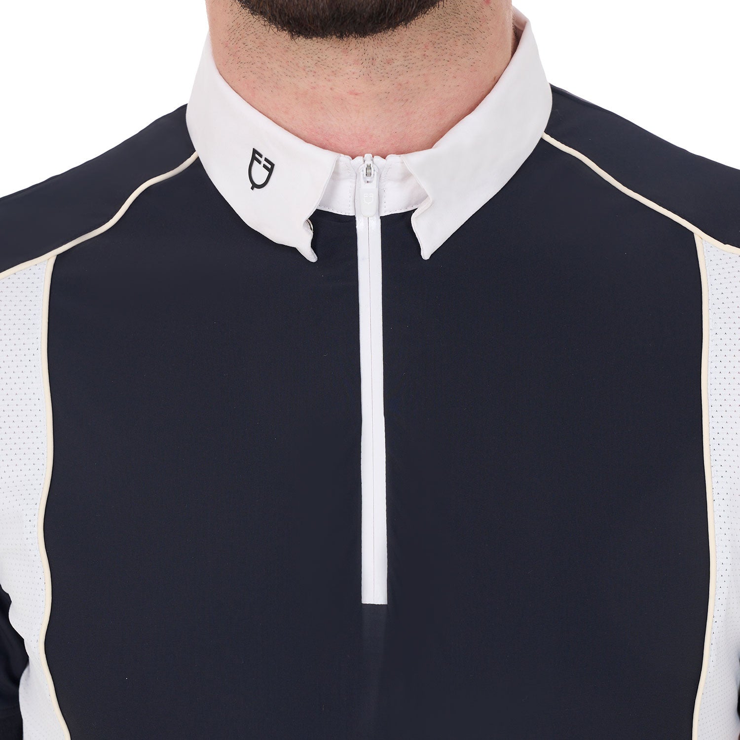 Men's slim fit polo shirt in technical fabric with piping