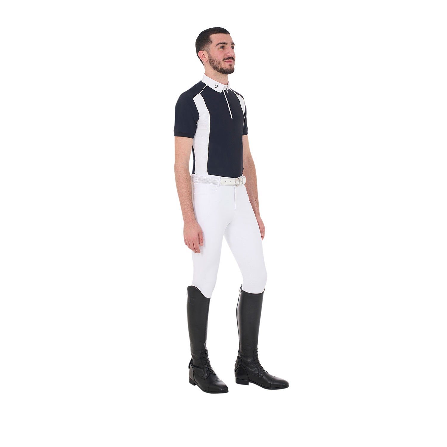 Men's slim fit polo shirt in technical fabric with piping