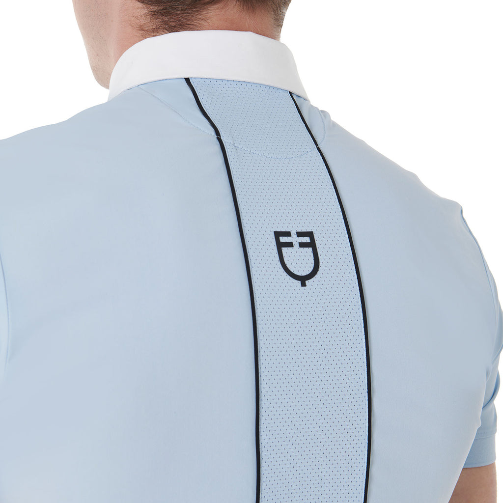 Men's slim fit polo shirt in technical fabric with piping
