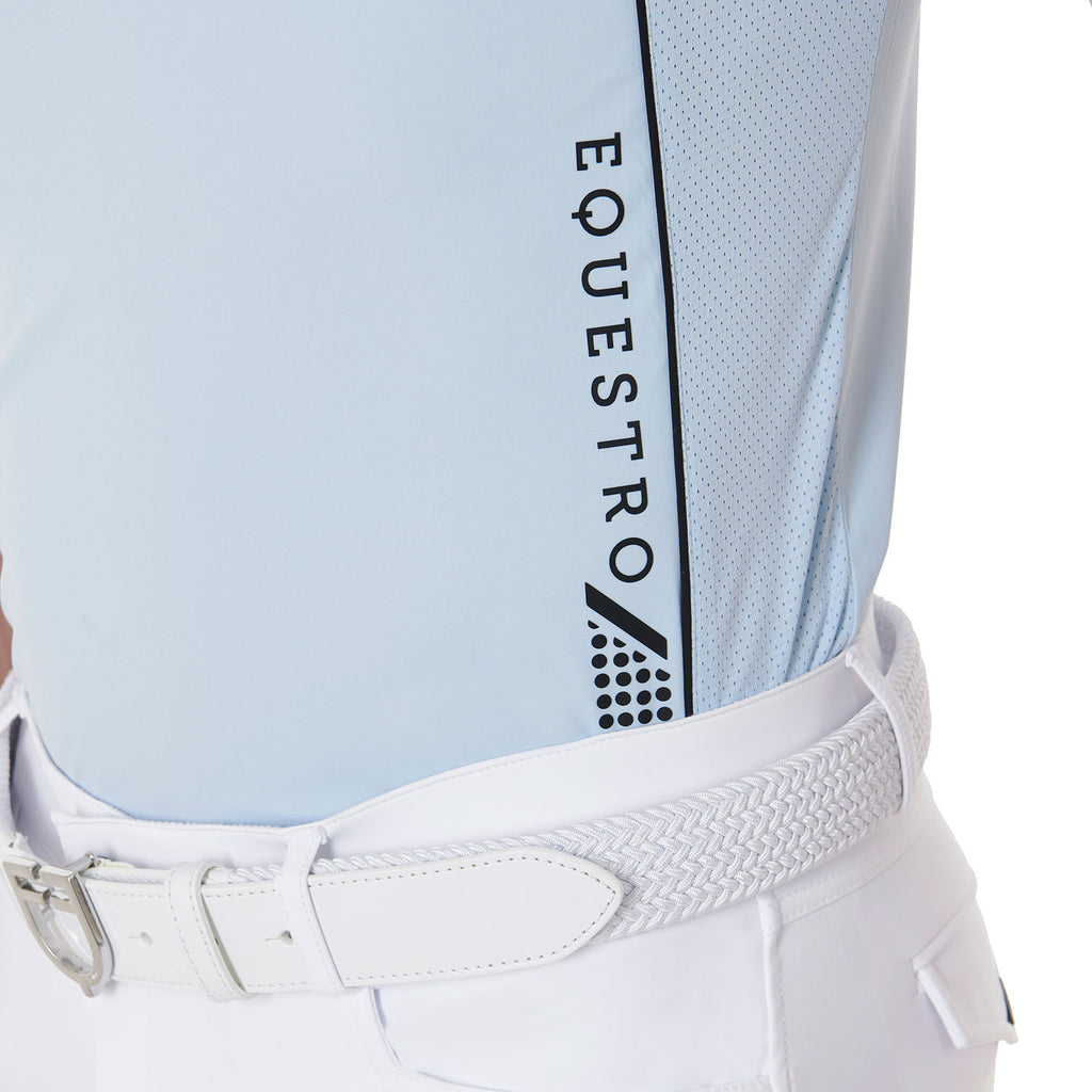 Men's slim fit polo shirt in technical fabric with piping