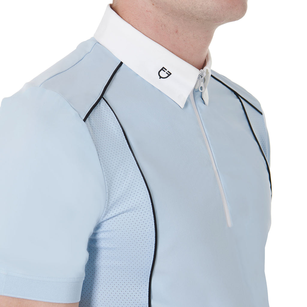 Men's slim fit polo shirt in technical fabric with piping