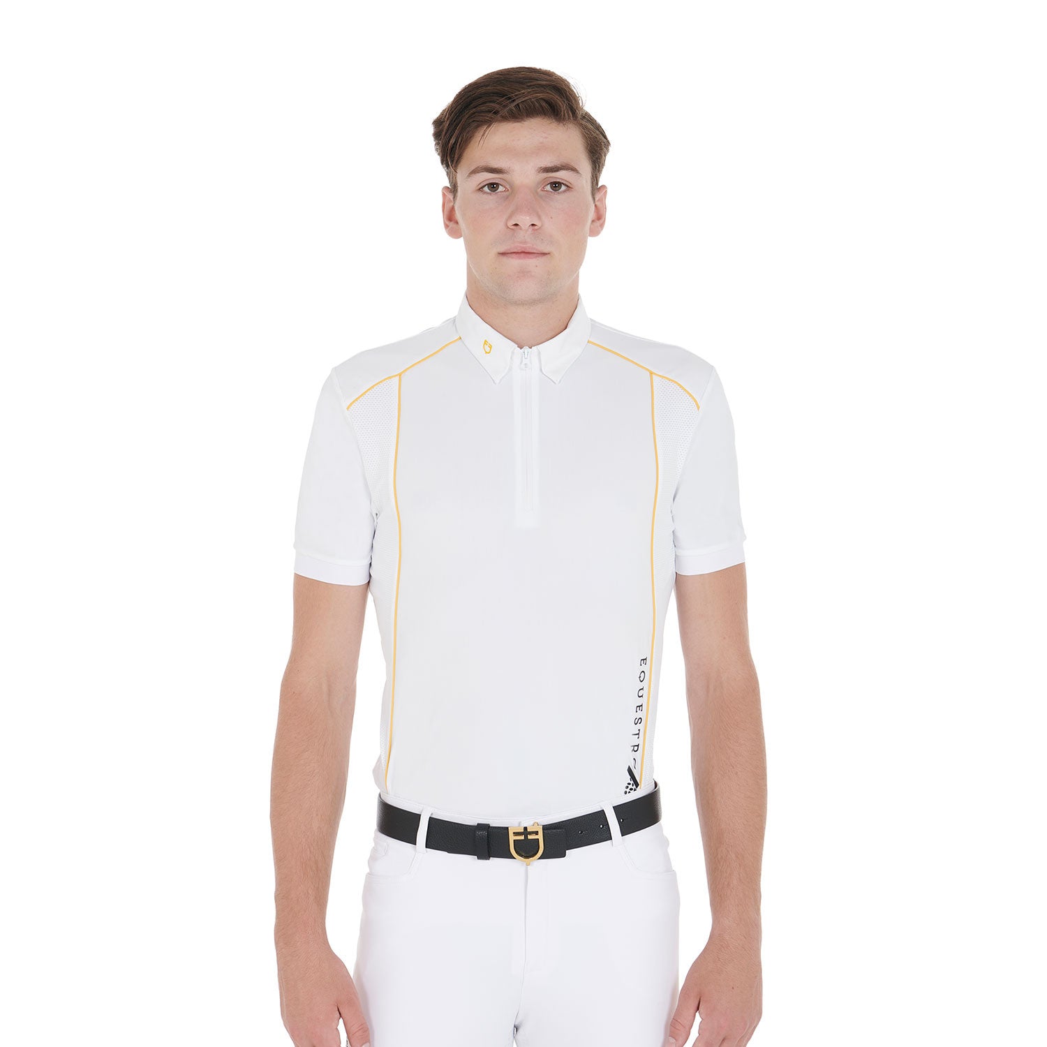 Men's slim fit polo shirt in technical fabric with piping