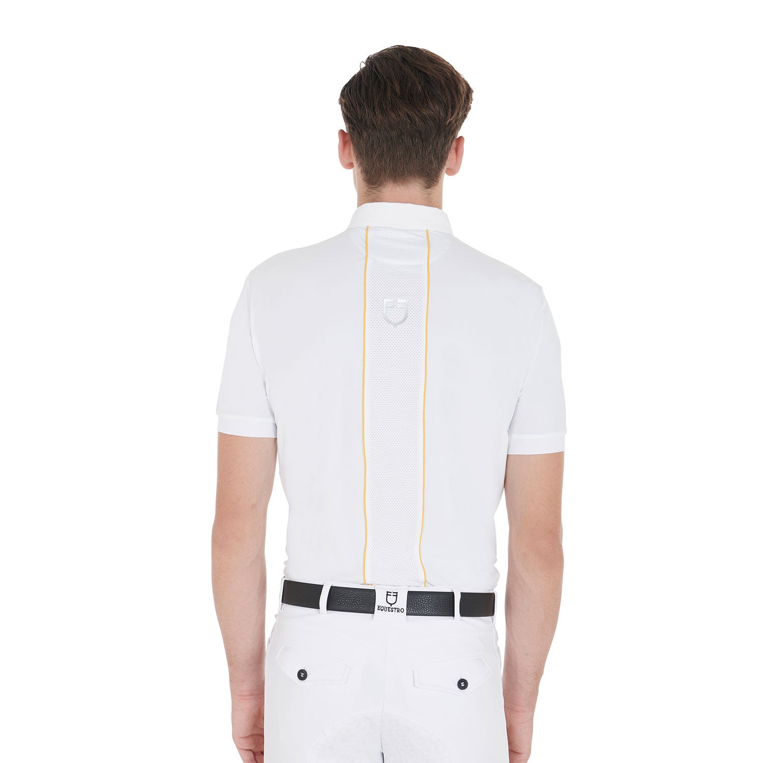Men's slim fit polo shirt in technical fabric with piping