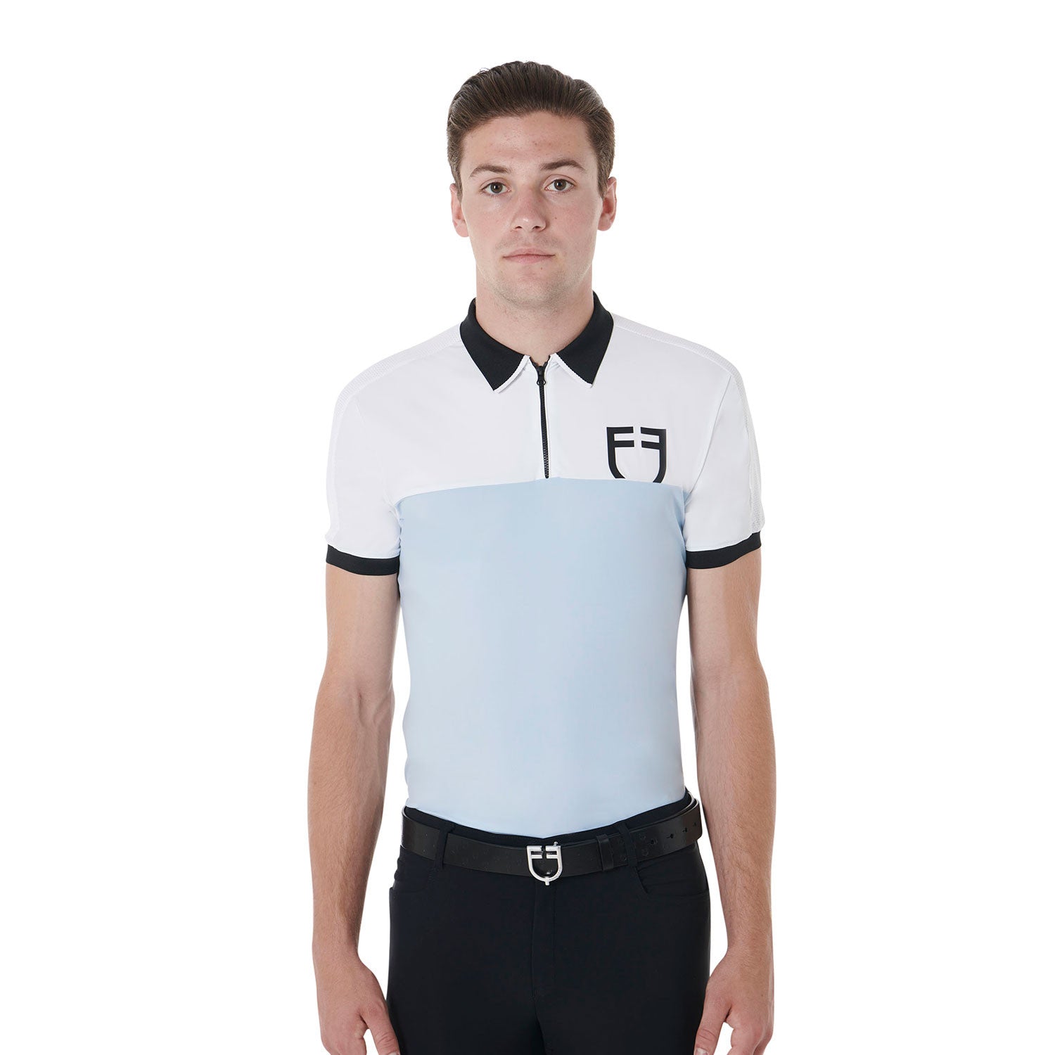 Equestro Men's slim fit training polo shirt with front logo