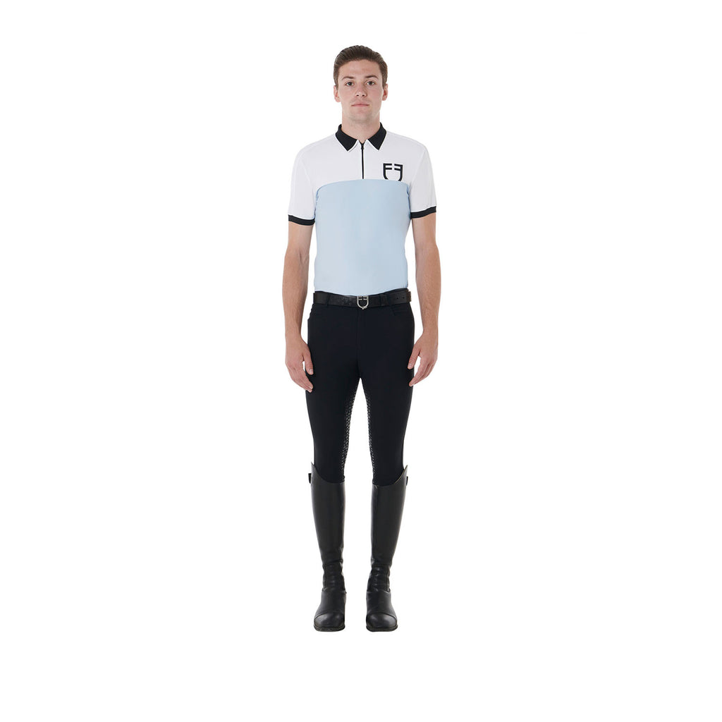Men's slim fit training polo shirt with front logo