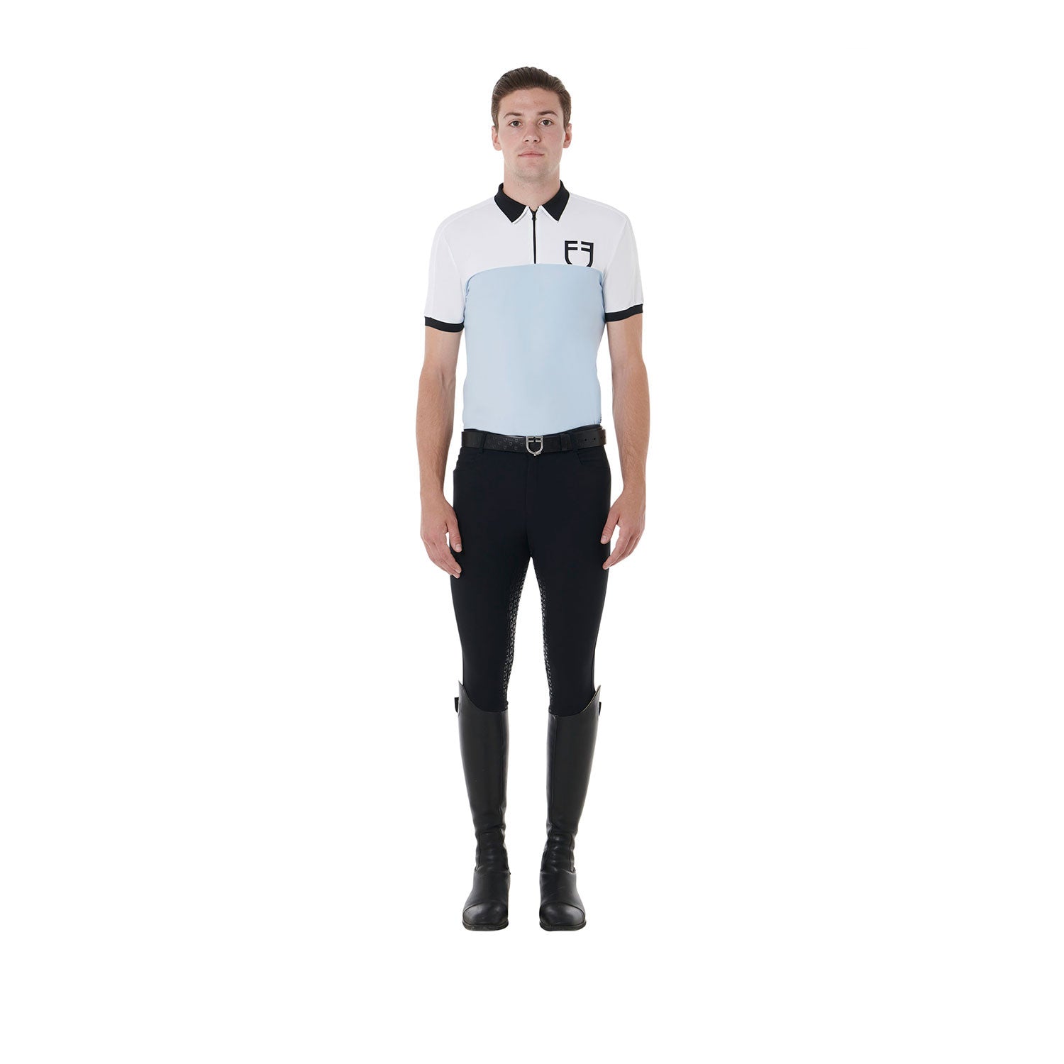Men's slim fit training polo shirt with front logo