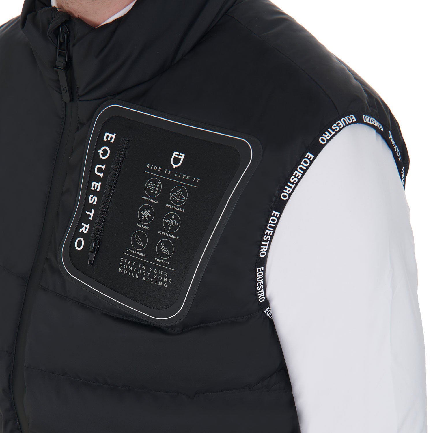 Men's stretch fabric vest silicone patch