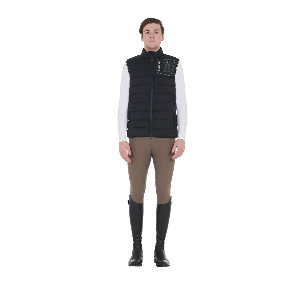 Men's stretch fabric vest silicone patch
