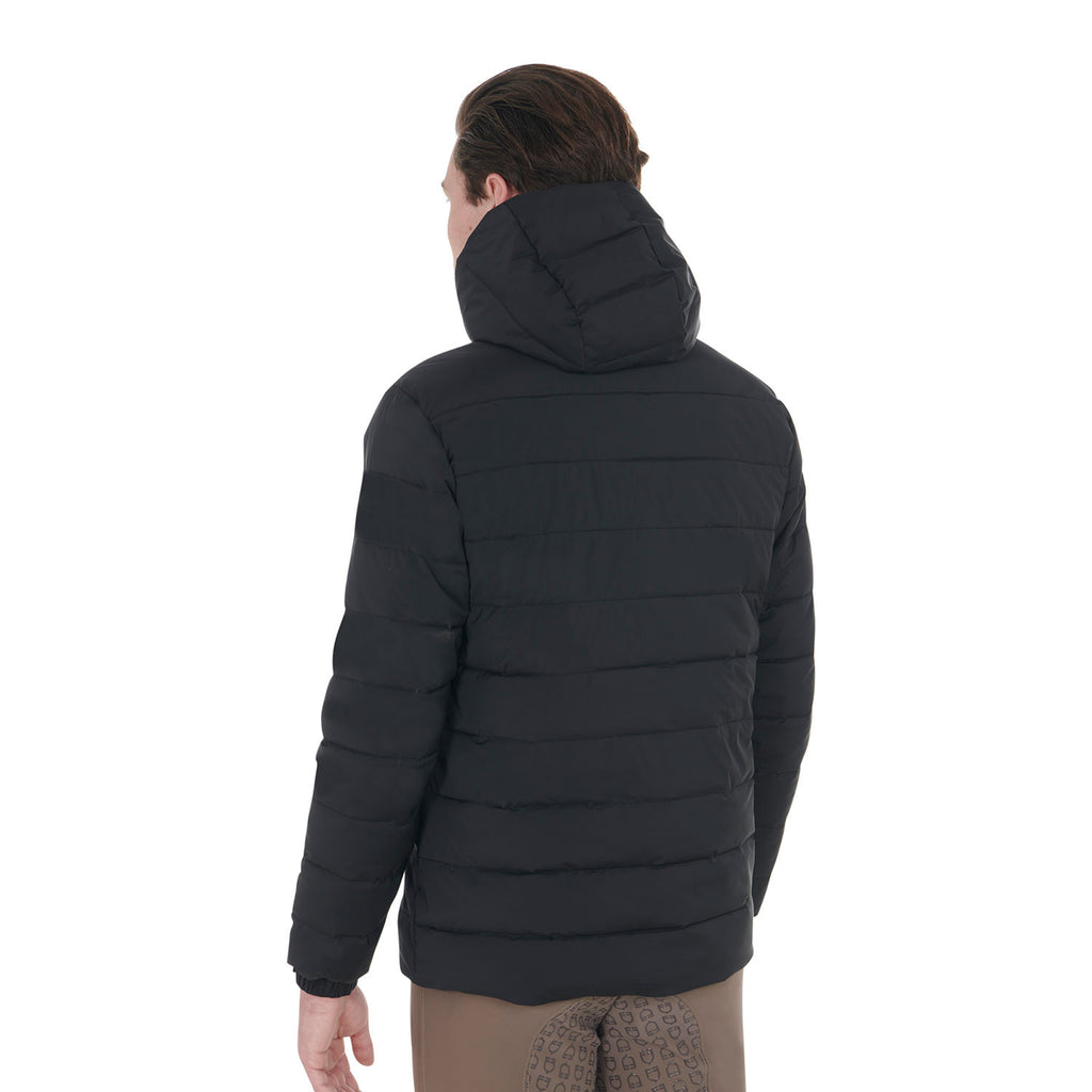 Men's stretch fabric down jacket silicone patch