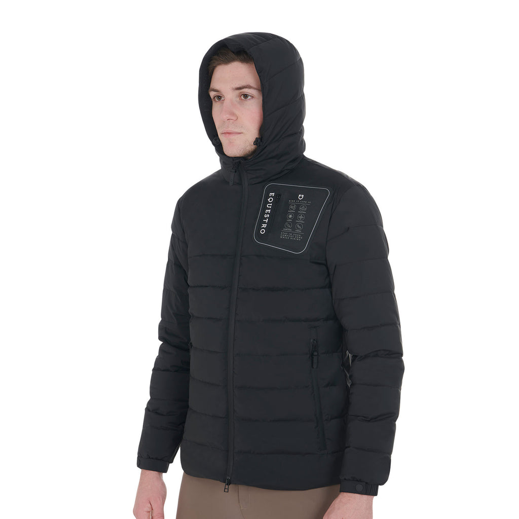 Men's stretch fabric down jacket silicone patch