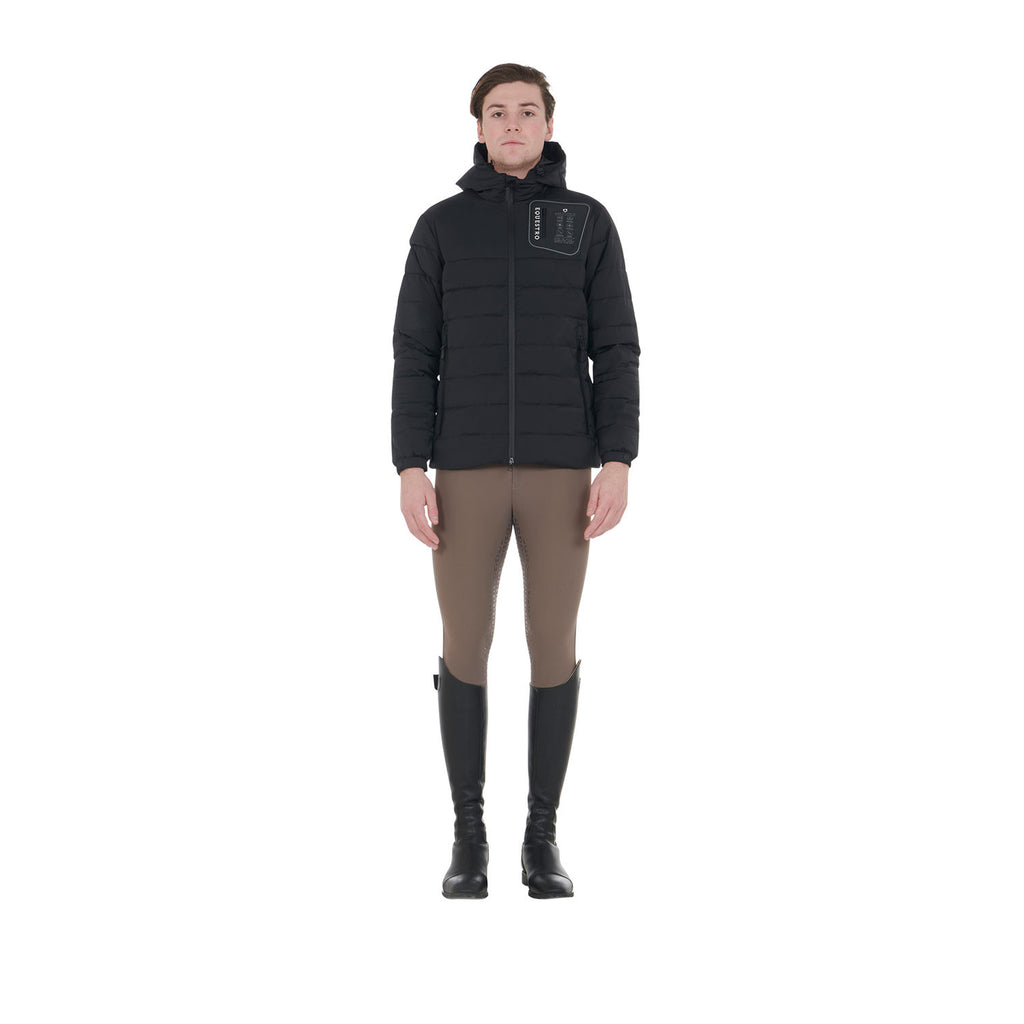 Men's stretch fabric down jacket silicone patch