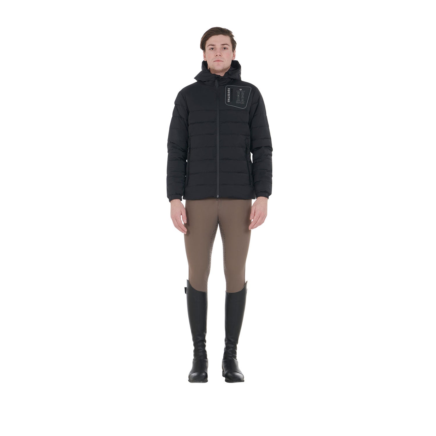 Men's stretch fabric down jacket silicone patch