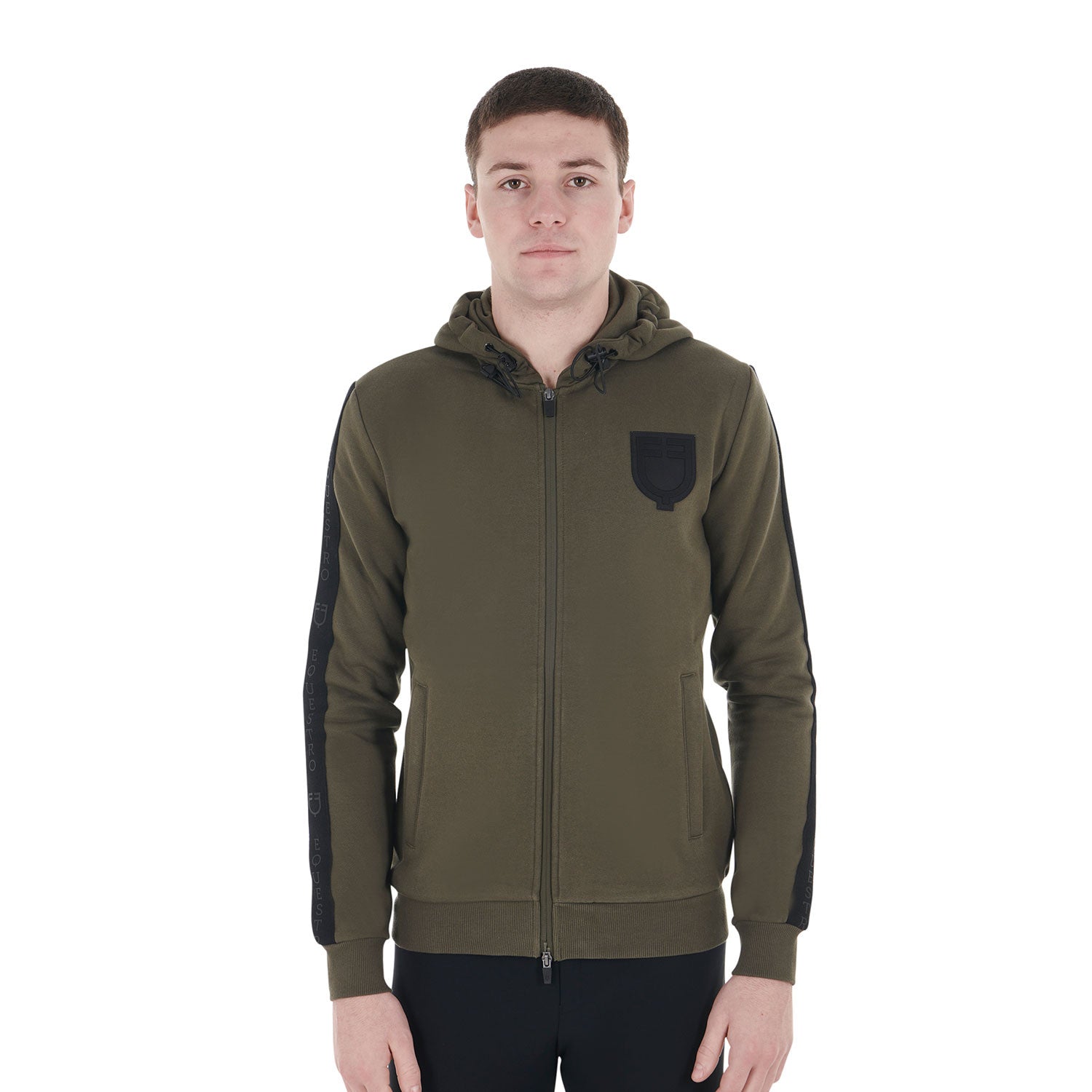 Equestro Men's hooded sweatshirt fleece inside