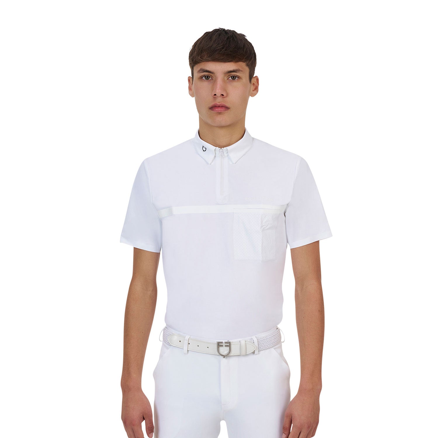 Equestro Ridertechnology men's competition polo shirt short sleeves and zip