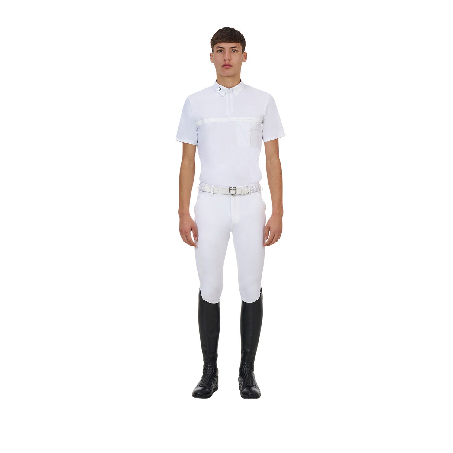 Equestro Ridertechnology men's competition polo shirt short sleeves and zip