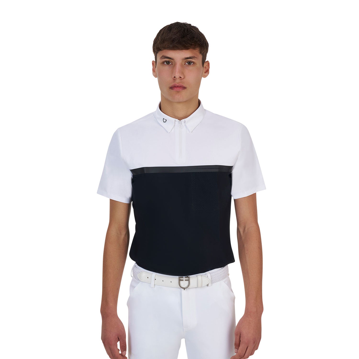 Equestro Equestro Ridertechnology men's competition polo shirt short sleeves and zip