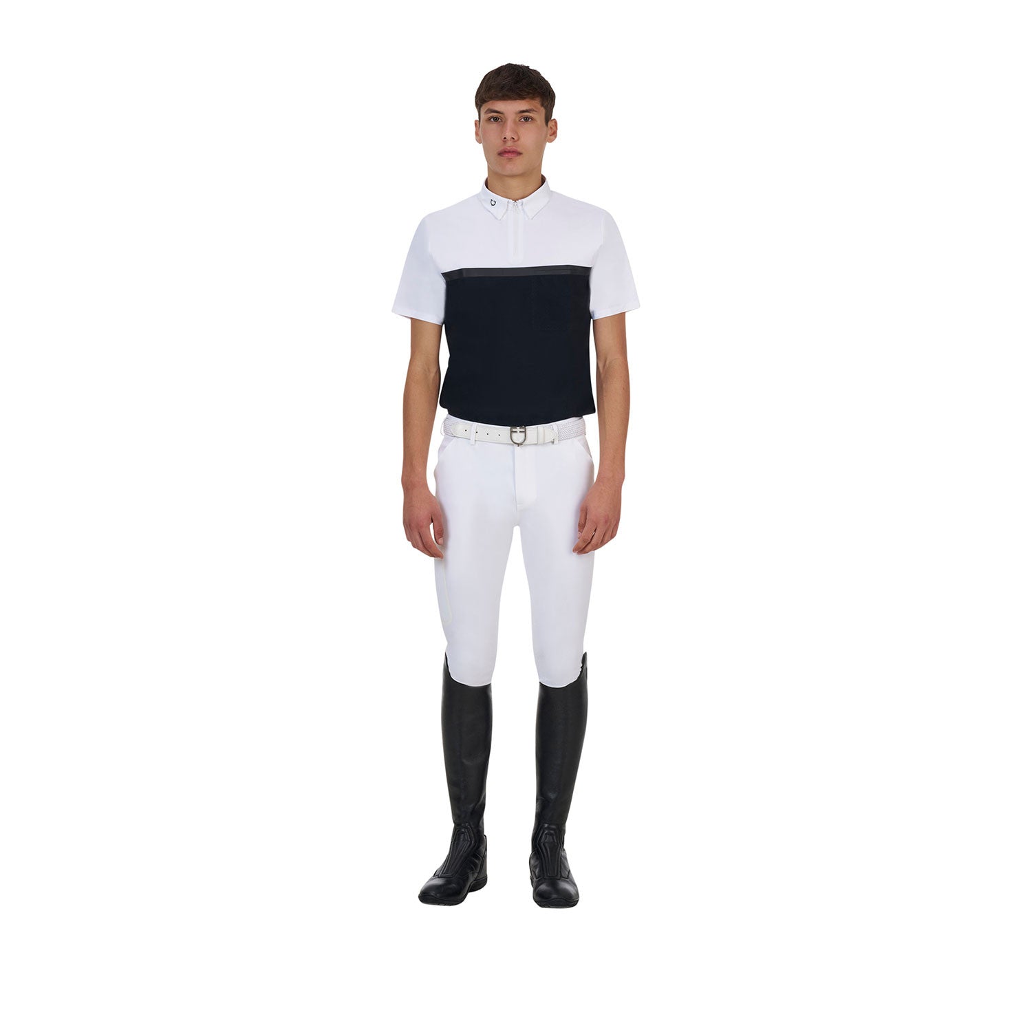Equestro Ridertechnology men's competition polo shirt short sleeves and zip