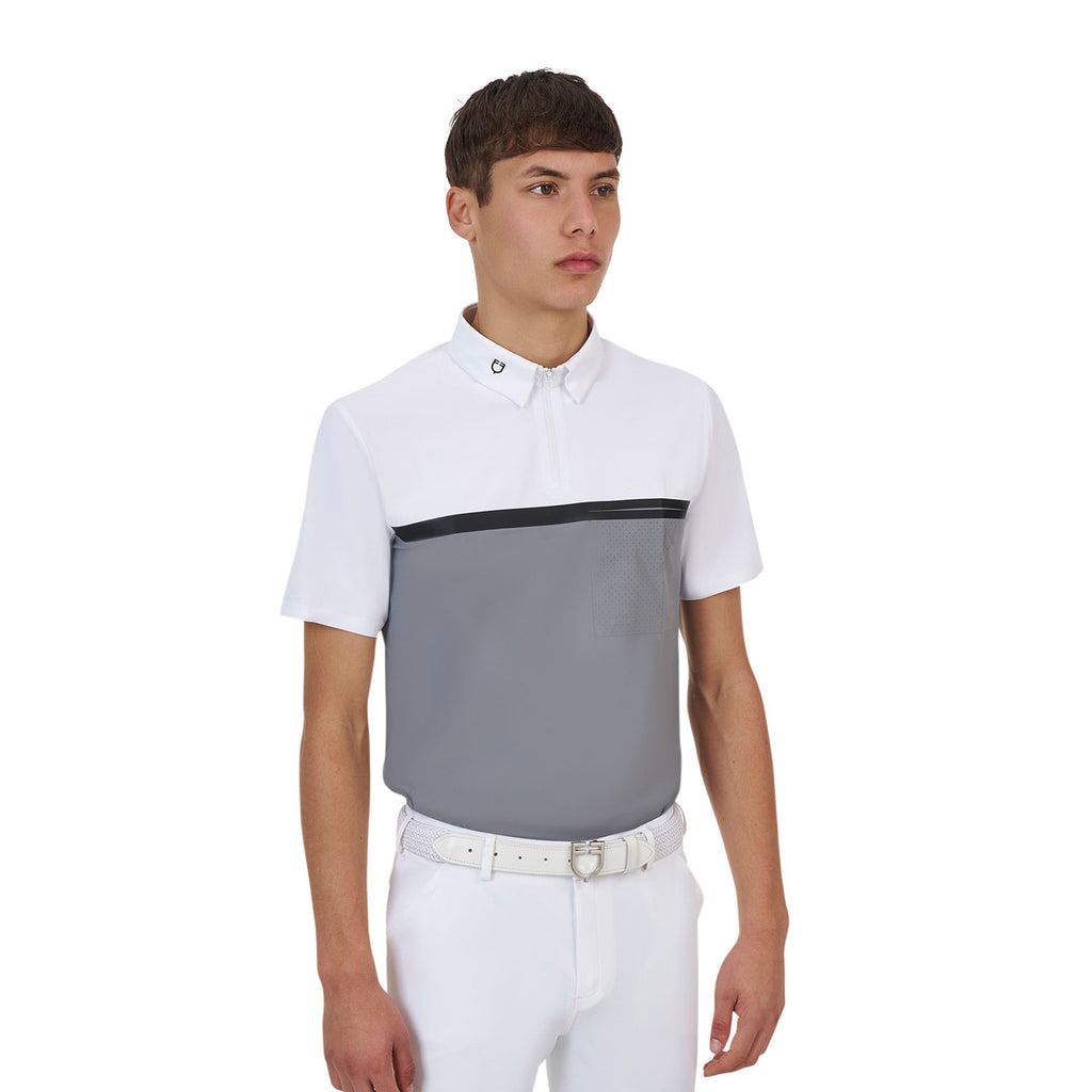 Equestro Ridertechnology men's competition polo shirt short sleeves and zip