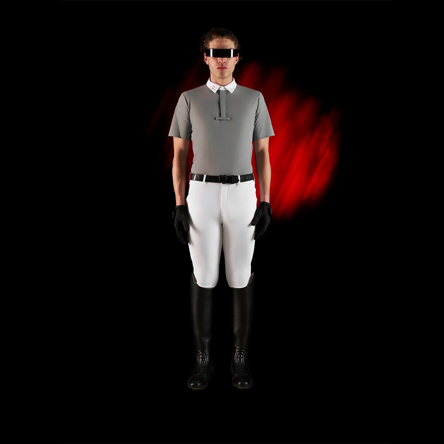 Equestro Ridertechnology men's competition polo shirt short sleeves and buttons