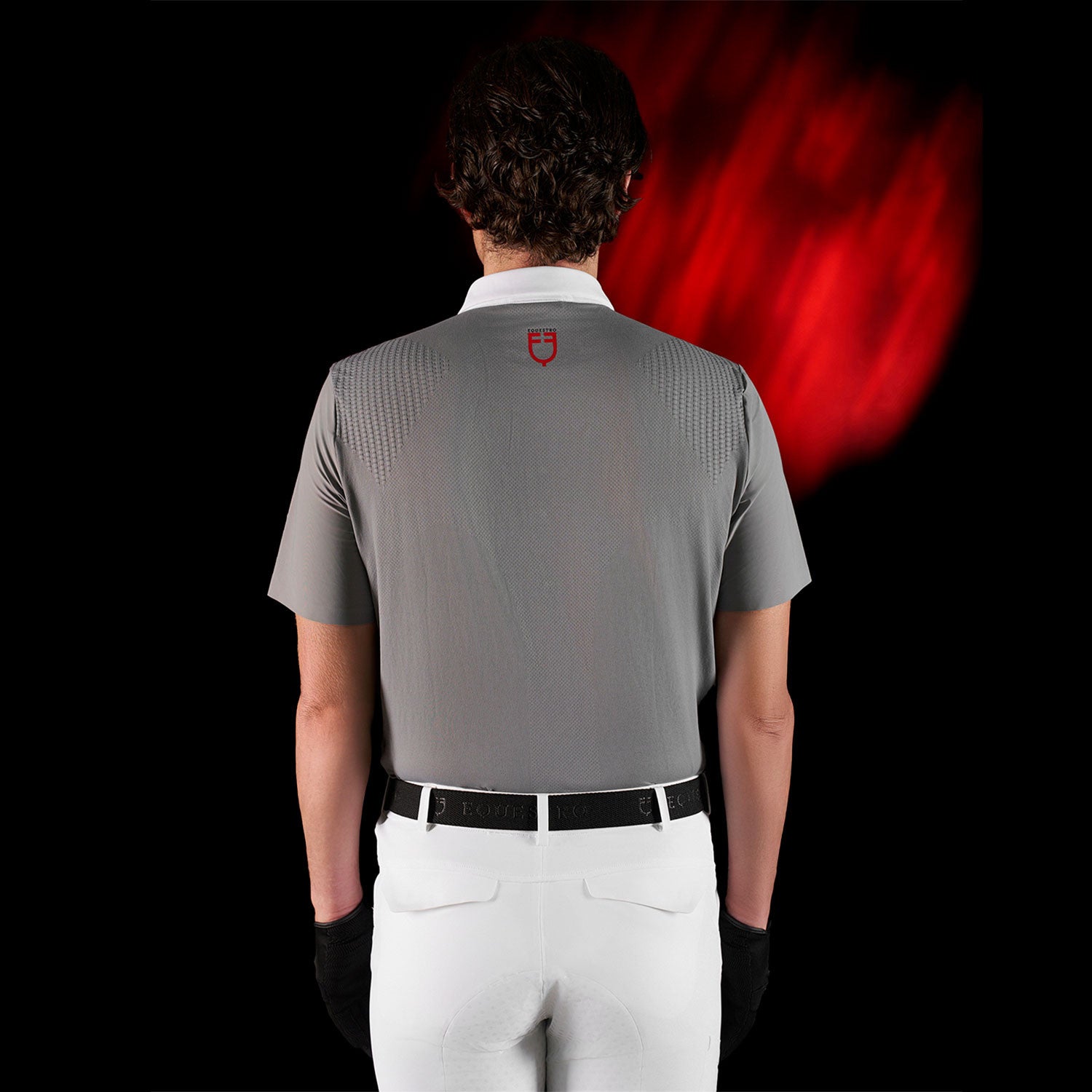 Equestro Ridertechnology men's competition polo shirt short sleeves and buttons