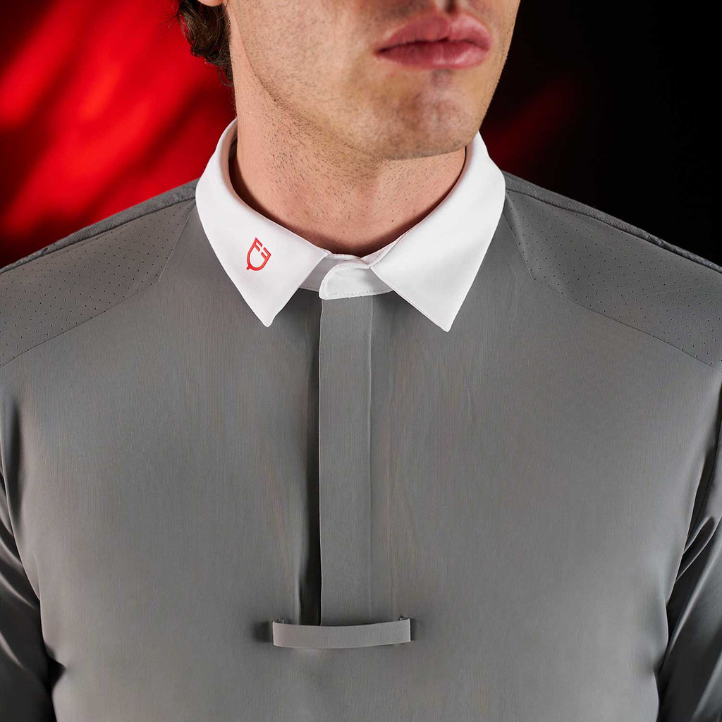 Equestro Ridertechnology men's competition polo shirt short sleeves and buttons