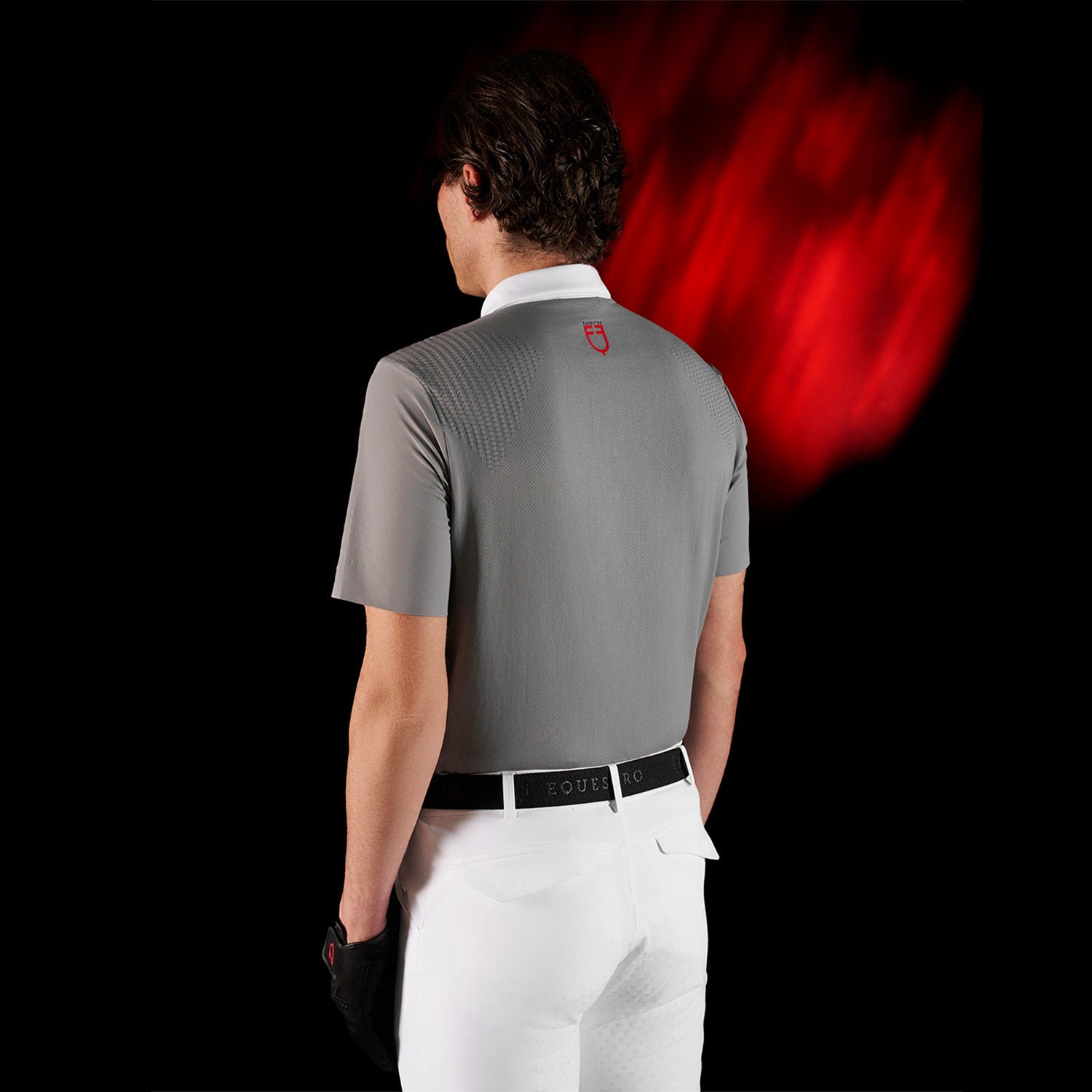 Equestro Ridertechnology men's competition polo shirt short sleeves and buttons