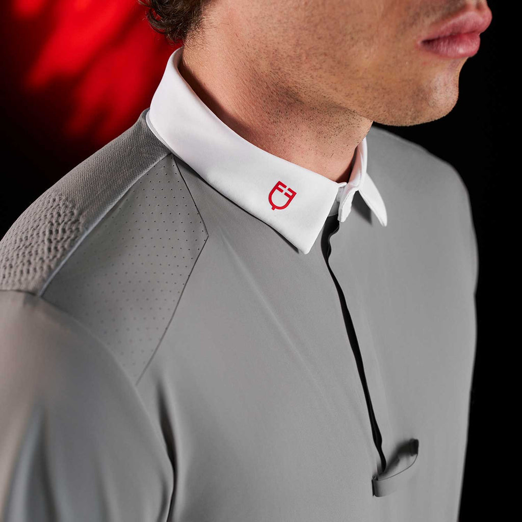 Equestro Ridertechnology men's competition polo shirt short sleeves and buttons