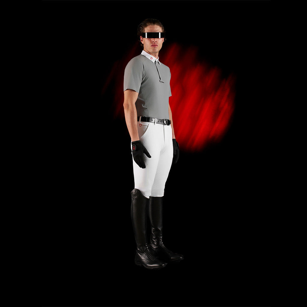Equestro Ridertechnology men's competition polo shirt short sleeves and buttons