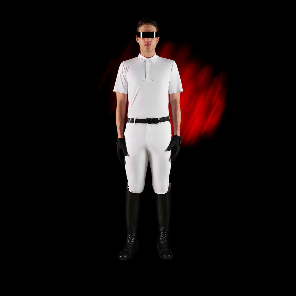 Equestro Ridertechnology men's competition polo shirt short sleeves and buttons