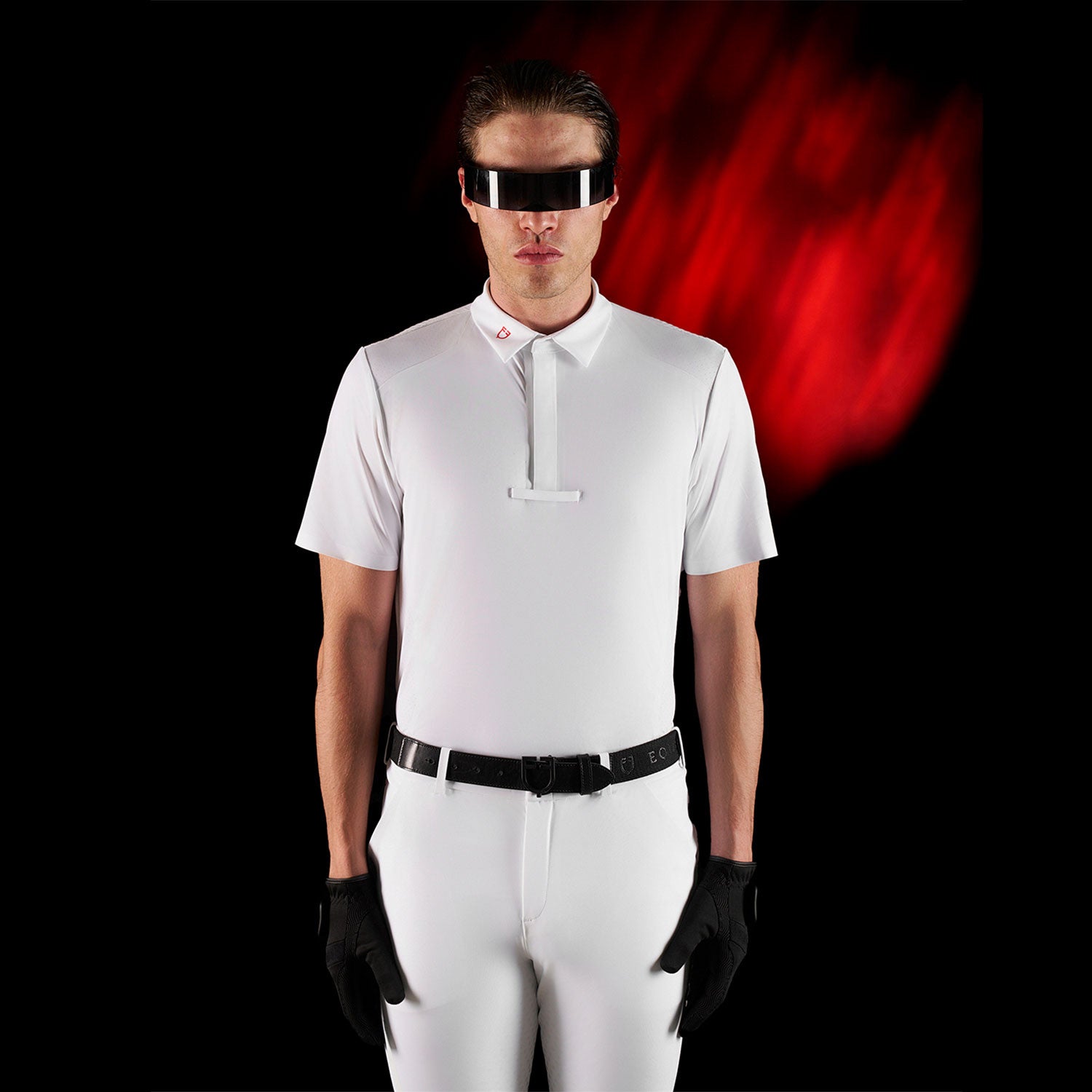 Equestro Ridertechnology men's competition polo shirt short sleeves and buttons