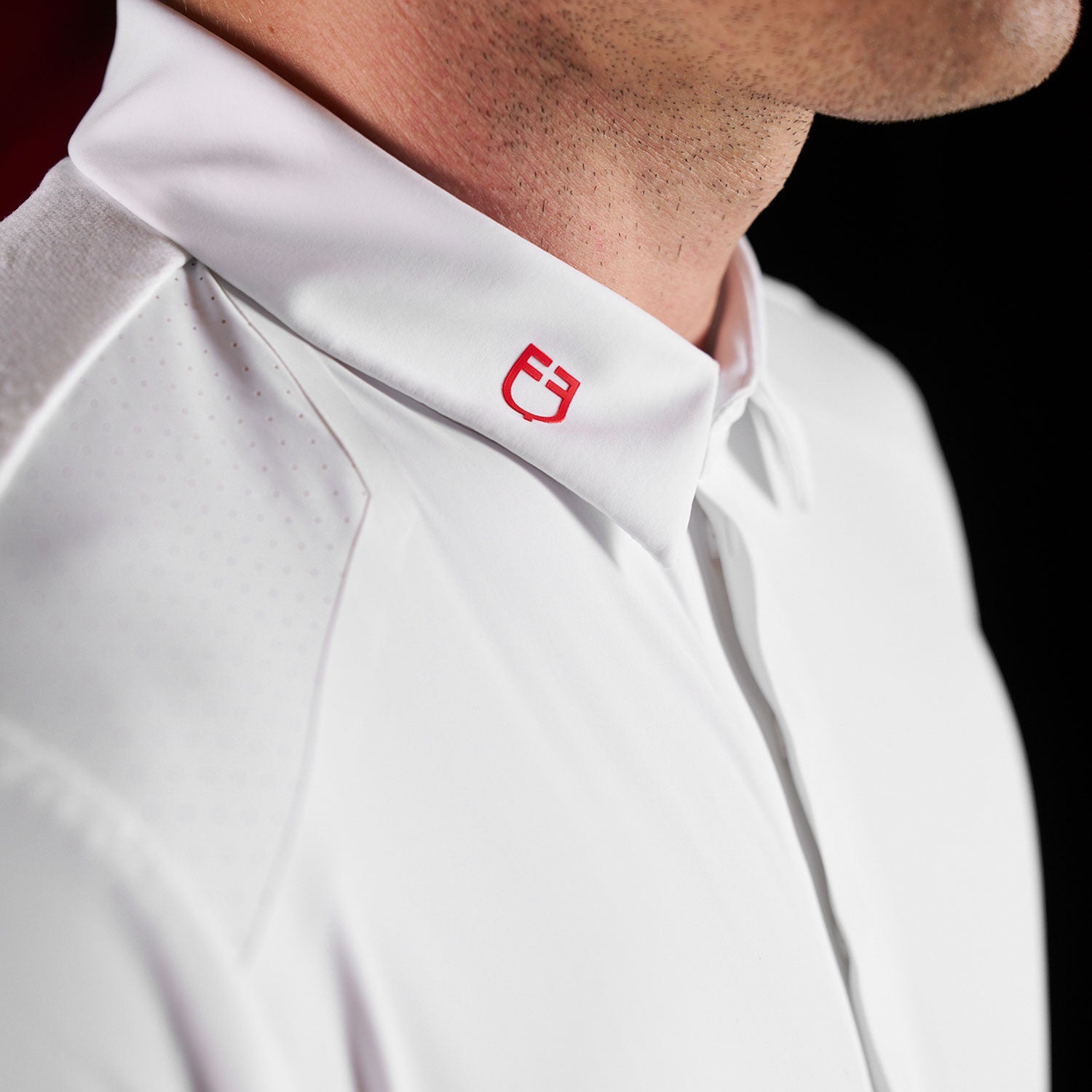 Equestro Ridertechnology men's competition polo shirt short sleeves and buttons