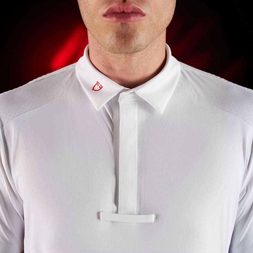Equestro Ridertechnology men's competition polo shirt short sleeves and buttons