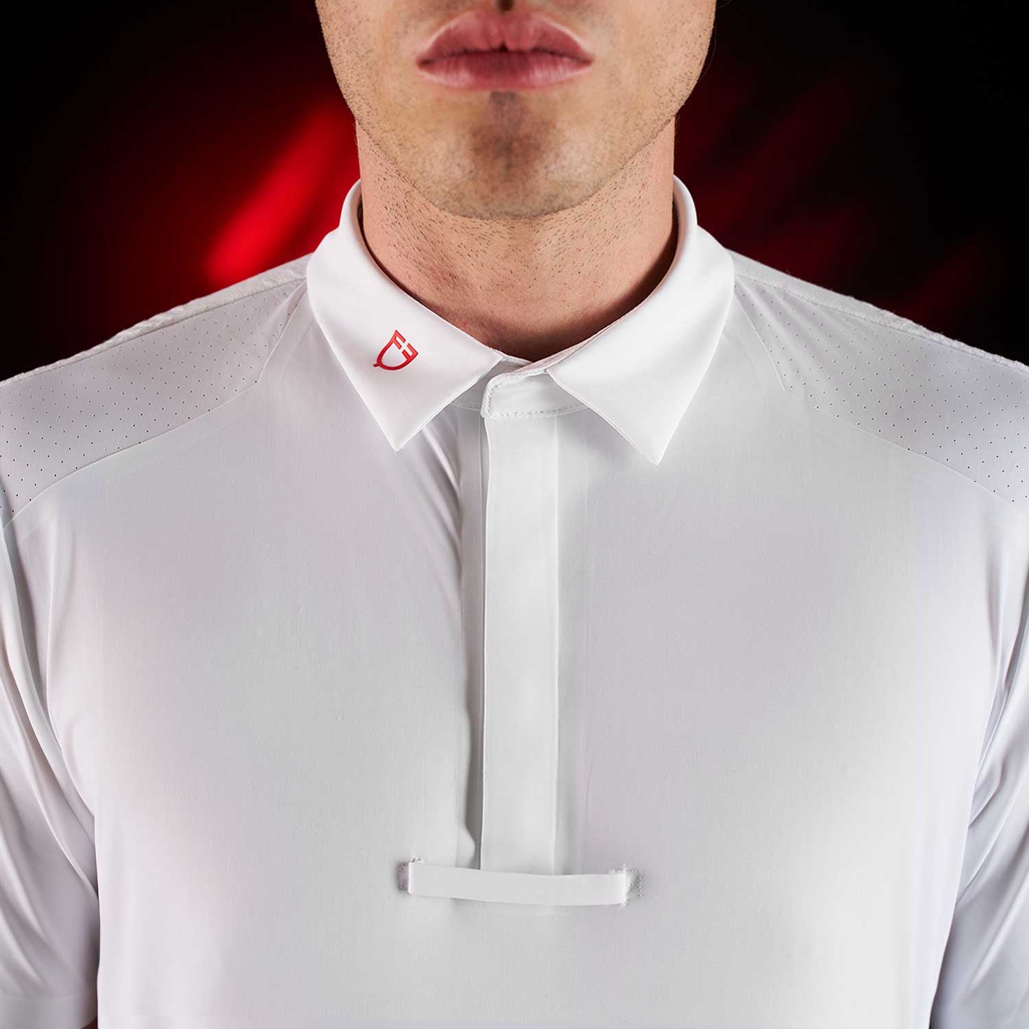 Equestro Ridertechnology men's competition polo shirt short sleeves and buttons