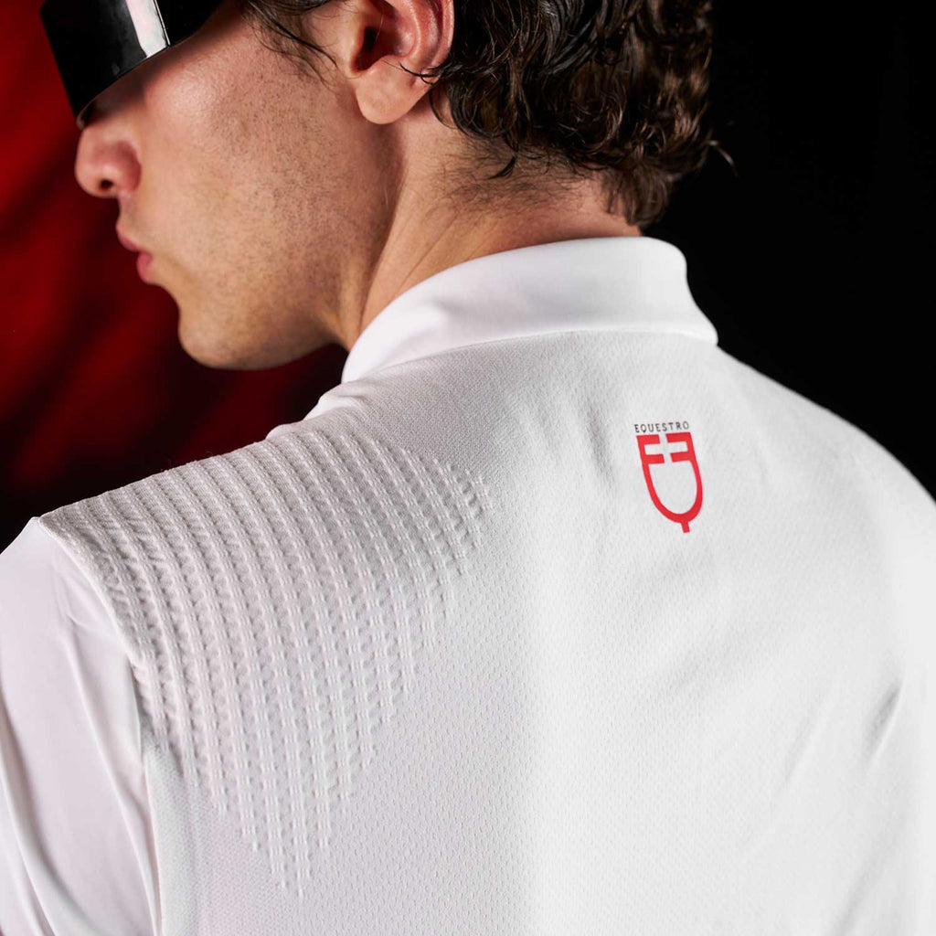 Equestro Ridertechnology men's competition polo shirt short sleeves and buttons