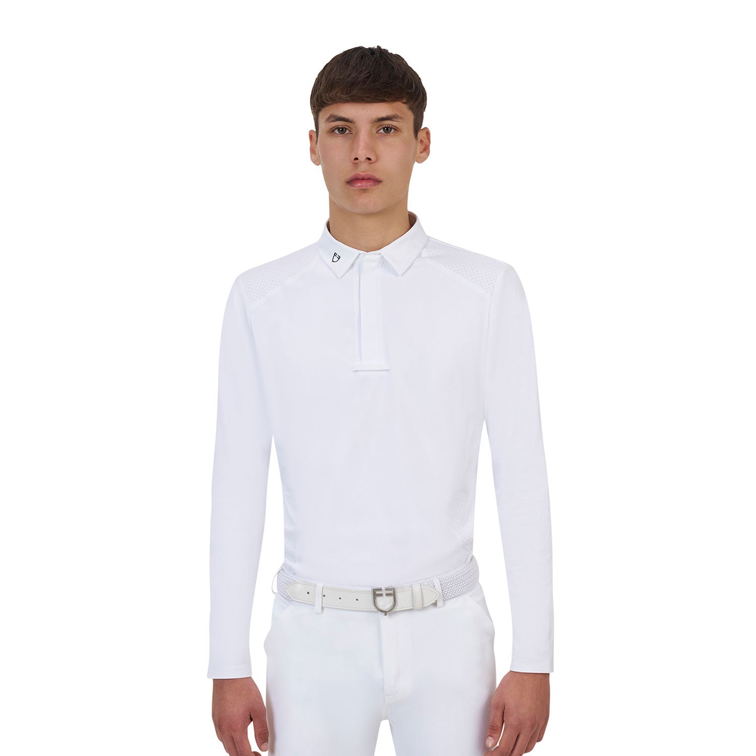 Equestro Ridertechnology men's competition polo shirt long sleeves and buttons
