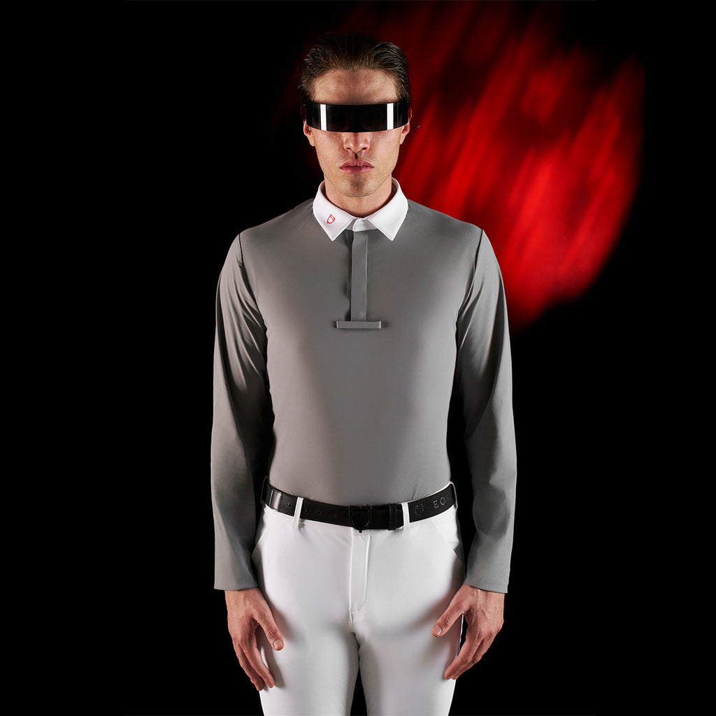 Equestro Ridertechnology men's competition polo shirt long sleeves and buttons