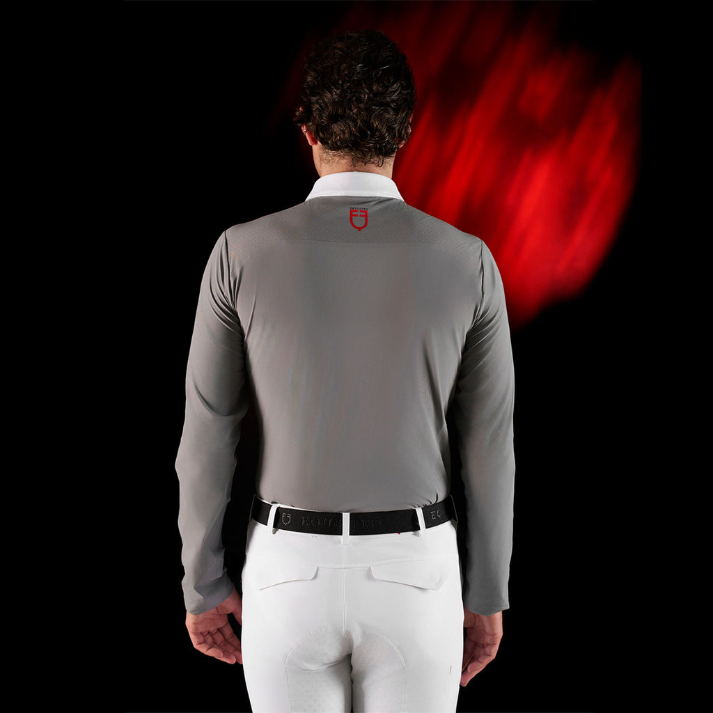 Equestro Ridertechnology men's competition polo shirt long sleeves and buttons