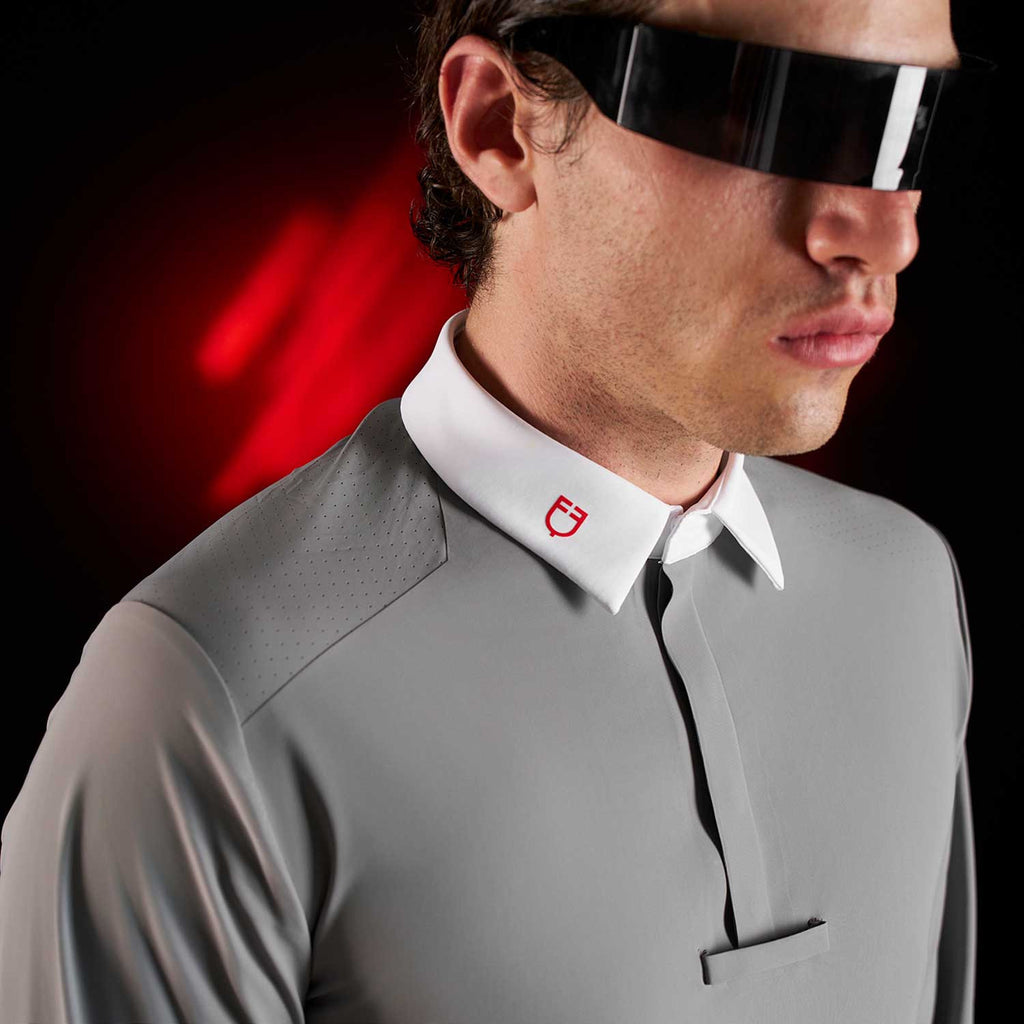 Equestro Ridertechnology men's competition polo shirt long sleeves and buttons