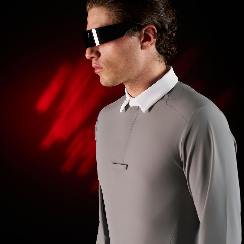 Equestro Ridertechnology men's competition polo shirt long sleeves and buttons
