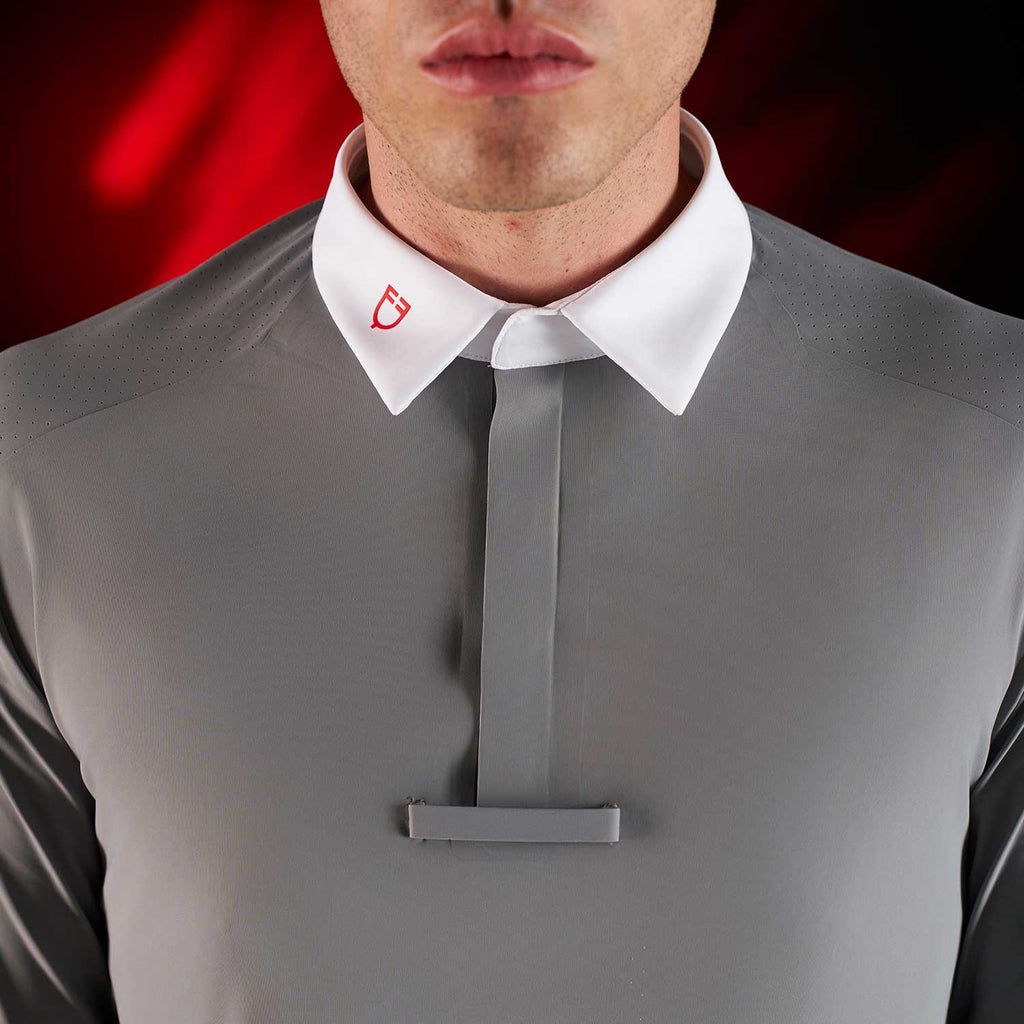 Equestro Ridertechnology men's competition polo shirt long sleeves and buttons