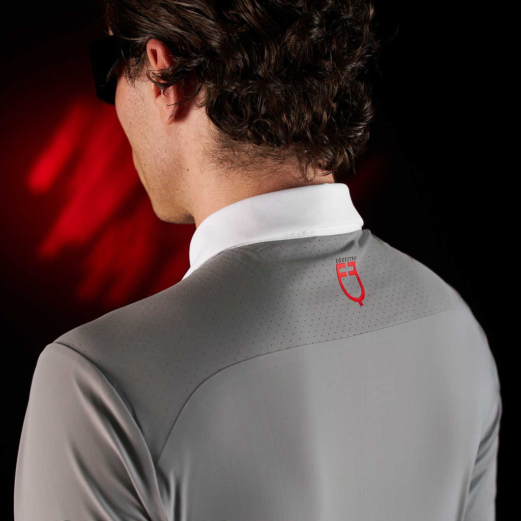 Equestro Ridertechnology men's competition polo shirt long sleeves and buttons