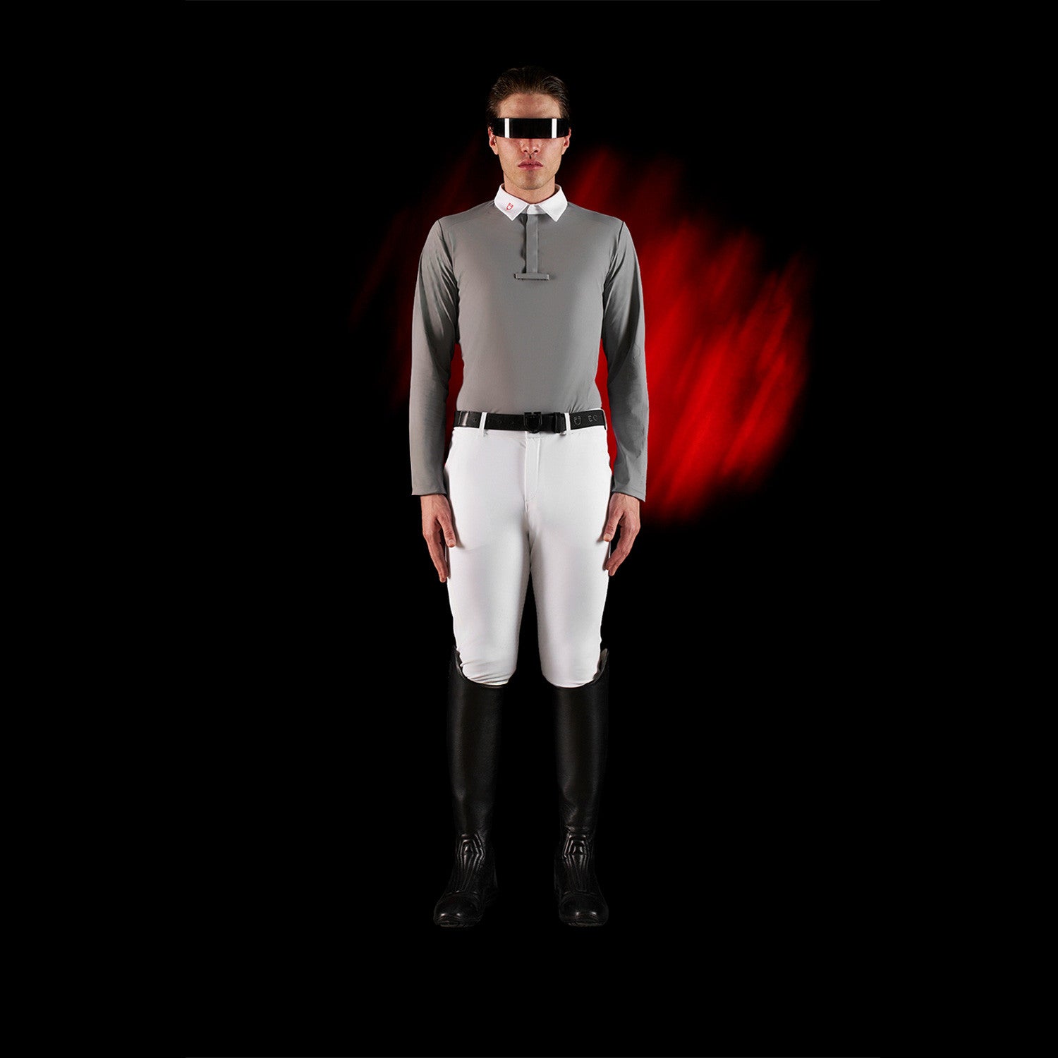 Equestro Ridertechnology men's competition polo shirt long sleeves and buttons