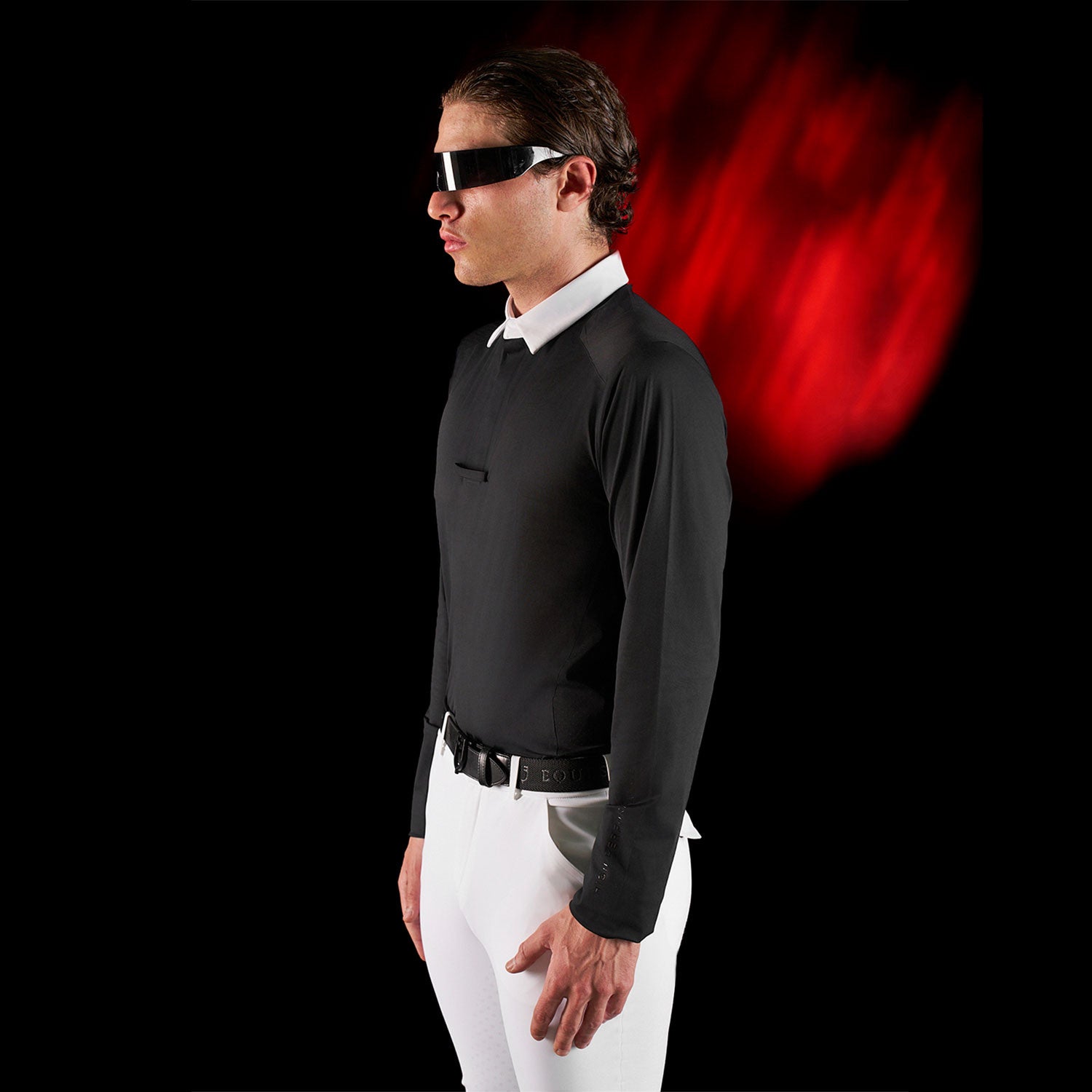 Equestro Ridertechnology men's competition polo shirt long sleeves and buttons