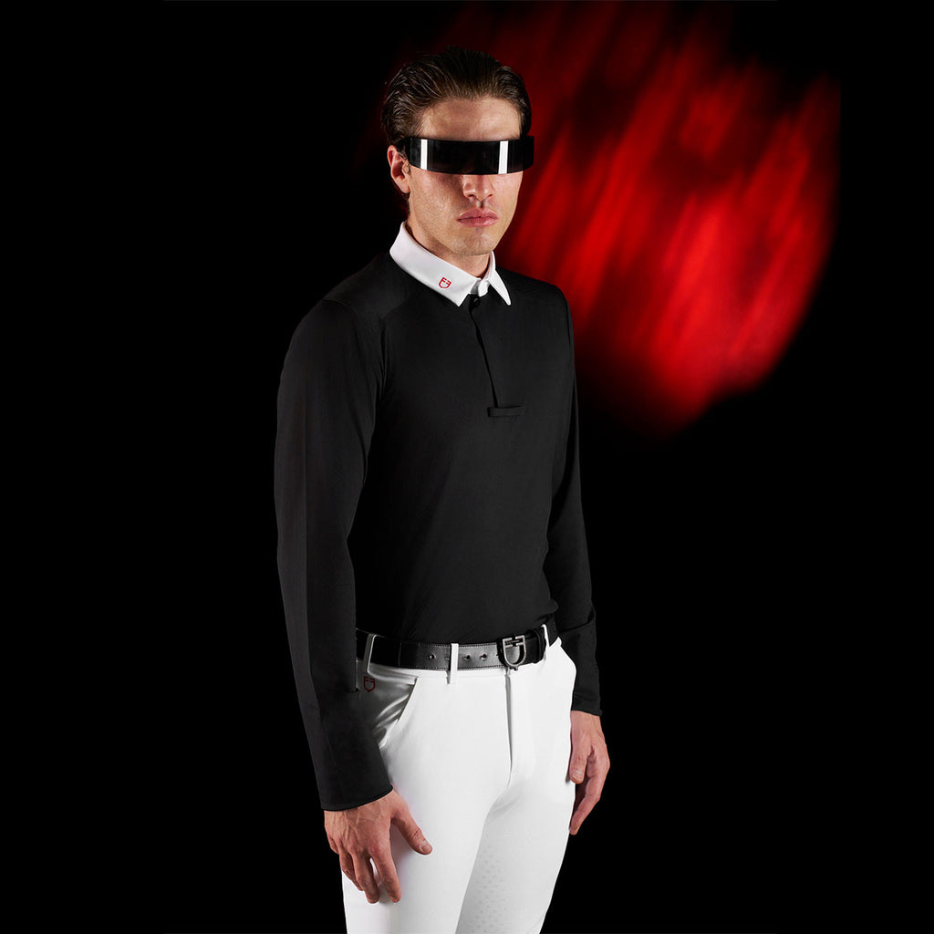 Equestro Ridertechnology men's competition polo shirt long sleeves and buttons