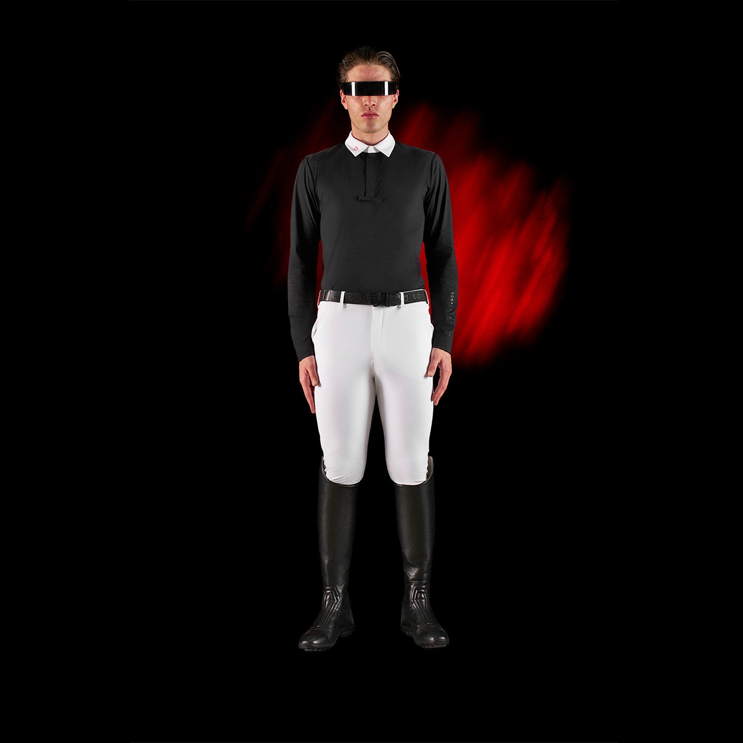 Equestro Ridertechnology men's competition polo shirt long sleeves and buttons