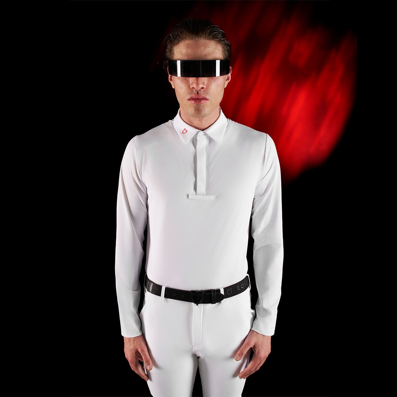 Equestro Ridertechnology men's competition polo shirt long sleeves and buttons
