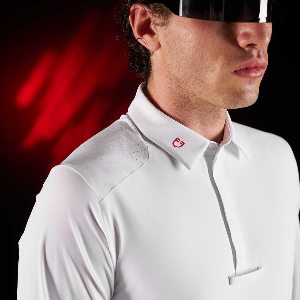 Equestro Ridertechnology men's competition polo shirt long sleeves and buttons