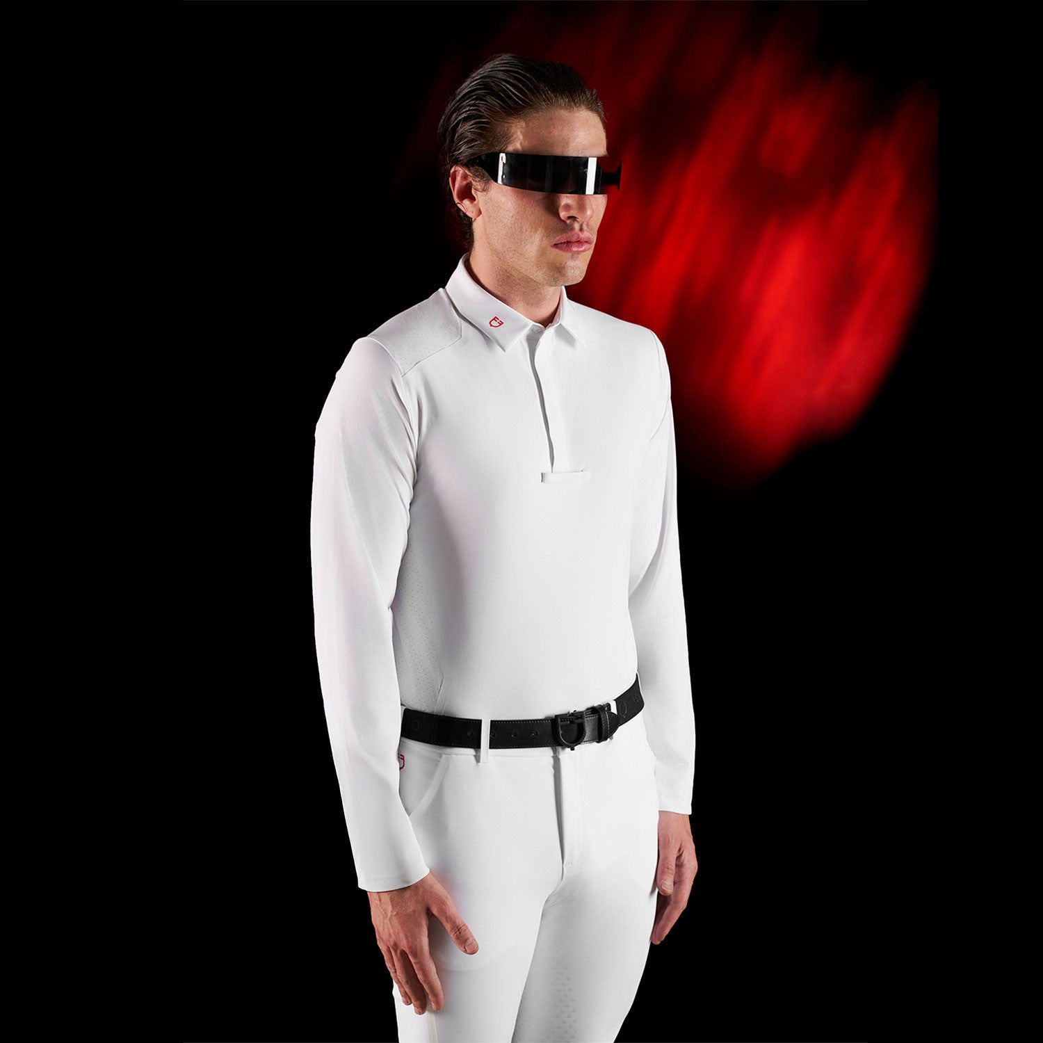 Equestro Ridertechnology men's competition polo shirt long sleeves and buttons